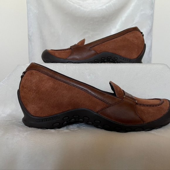 Merrell Brown/Tan Plaza Bandeau Leather & Suede Moc Size 8 EU 38.5 - Picture 3 of 7